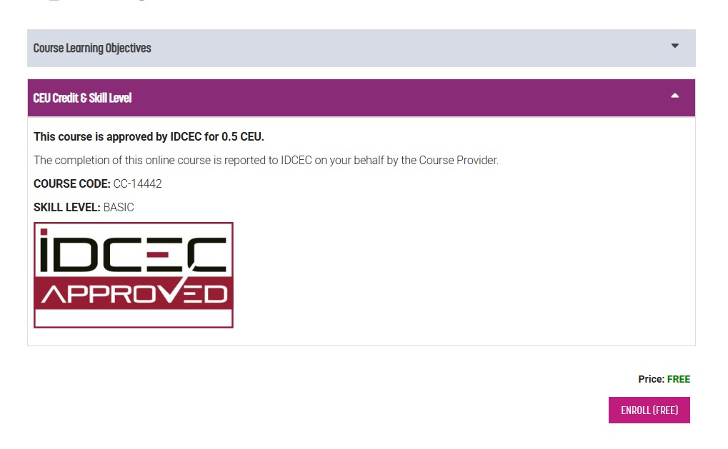 CEU Credit Accordion display
